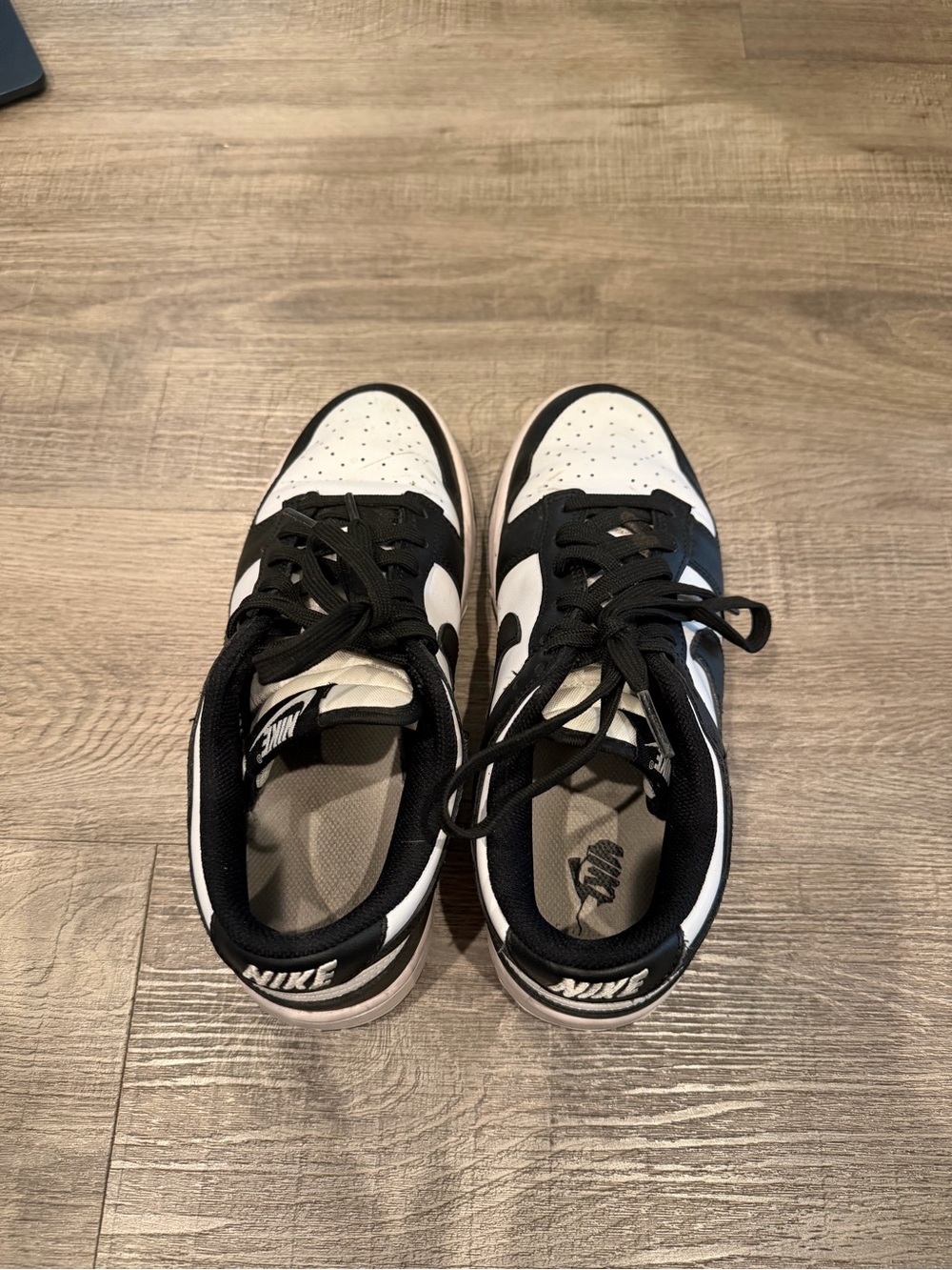 Nike Dunk Low Black and White Leather Sneakers - Picture 5 of 6